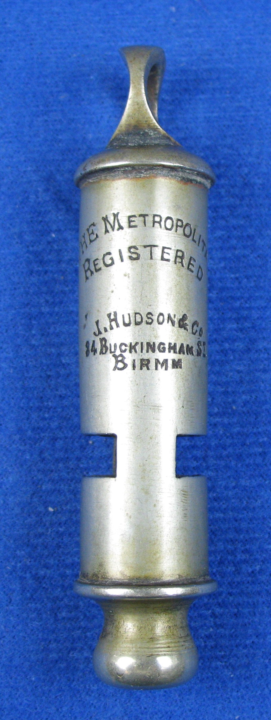 registered Metropolitan whistle example, civil issue from The Whistle Gallery Collection