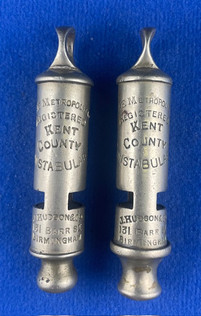 registered Metropolitan whistle comparison, Kent County Constabulary issues with cast mouthpiece versus machine rolled mouthpiece